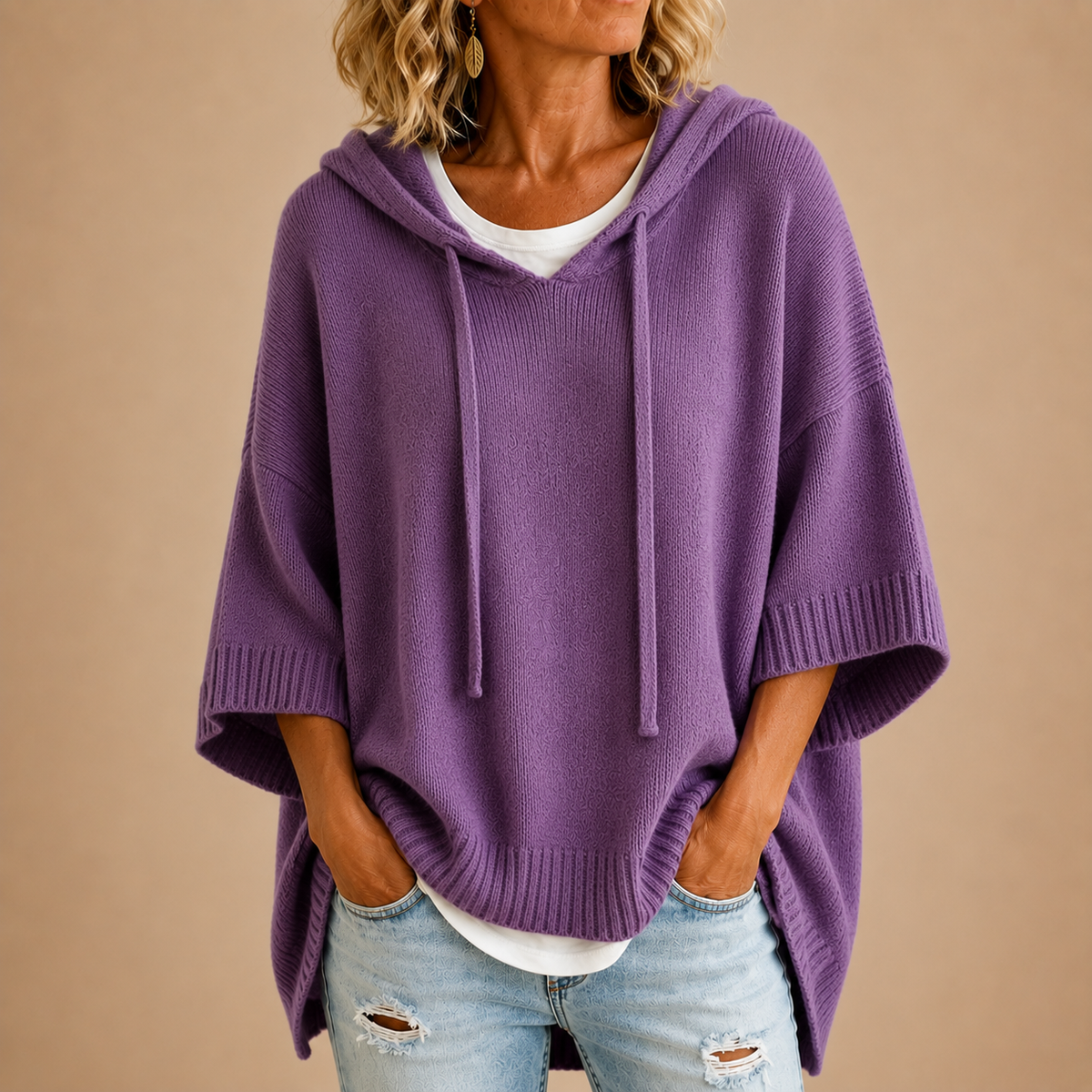 Eloise | Hooded Knit Poncho