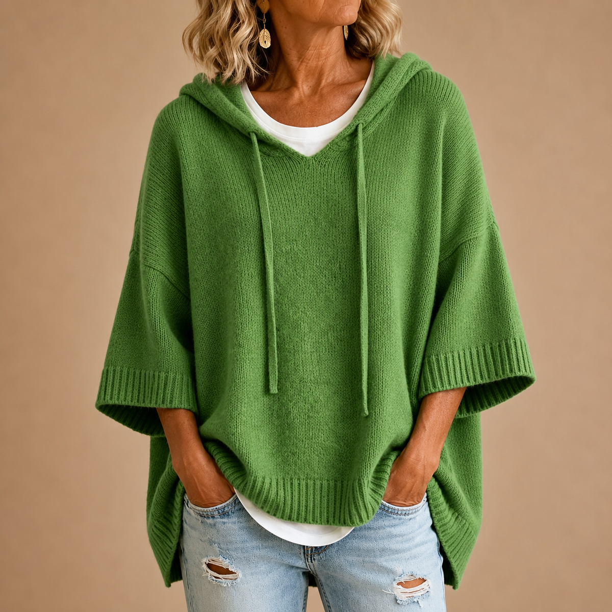 Eloise | Hooded Knit Poncho