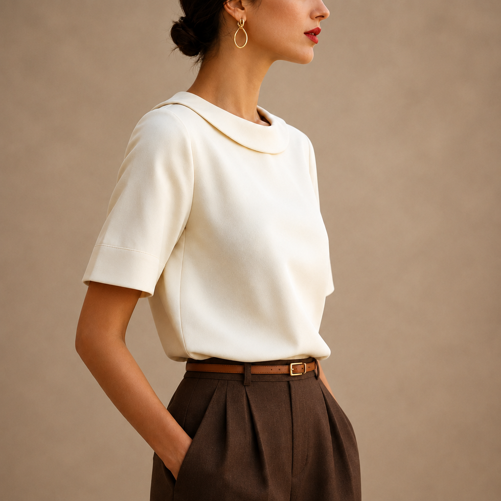 Elegant Short-Sleeve Blouse