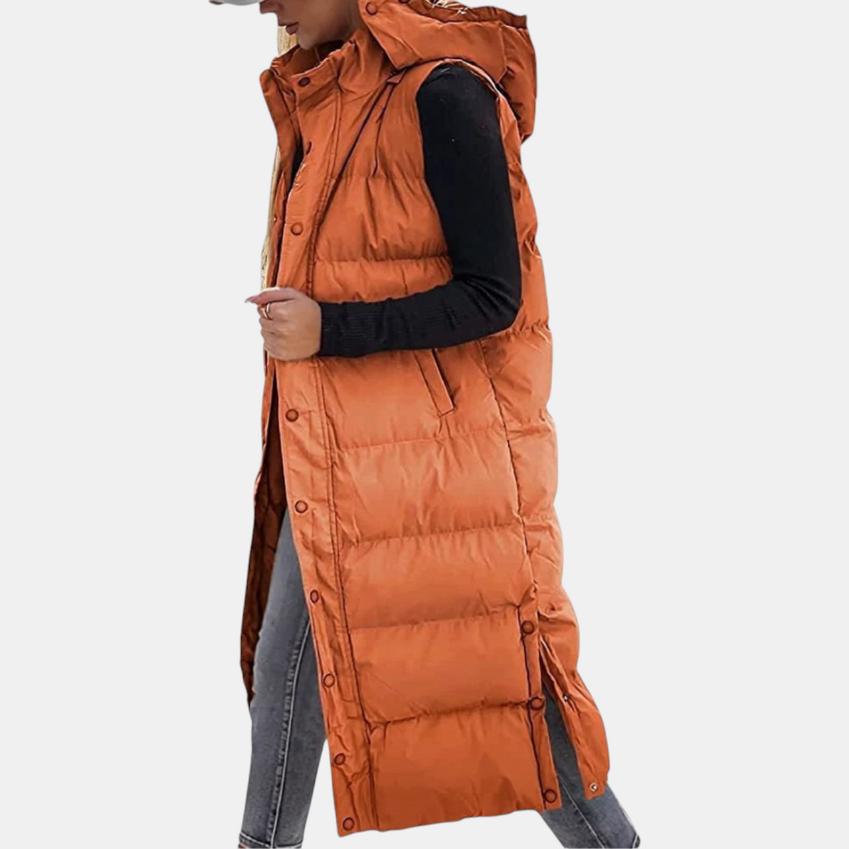 Women's Quilted Puffer Vest – Long Hooded Sleeveless Maxi Jacket