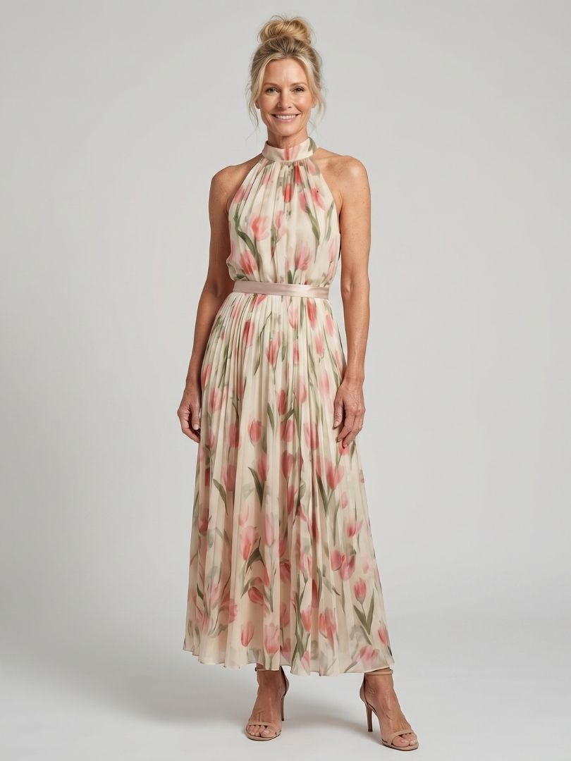 Ines Halter Neck Floral Midi Dress