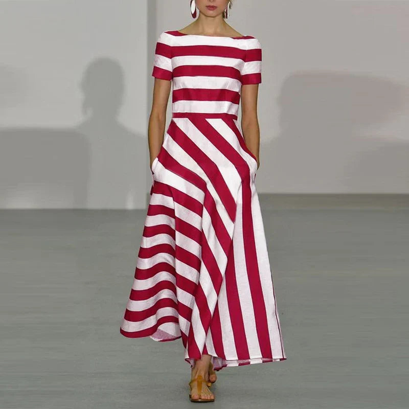 Julienne™ | Striped Maxi Dress with Timeless Modern Elegance
