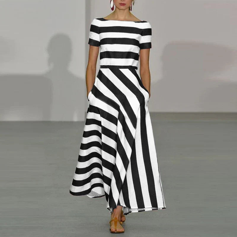 Julienne™ | Striped Maxi Dress with Timeless Modern Elegance