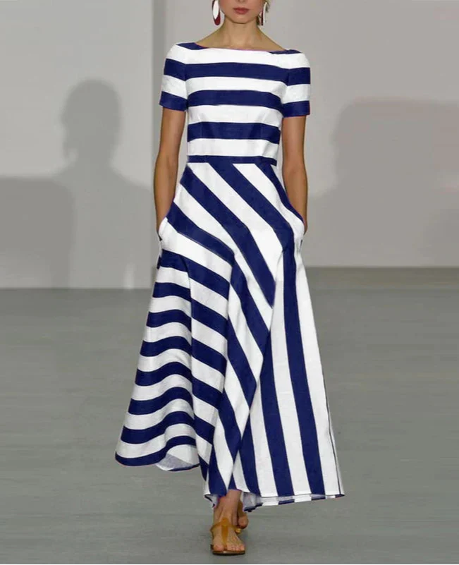 Julienne™ | Striped Maxi Dress with Timeless Modern Elegance