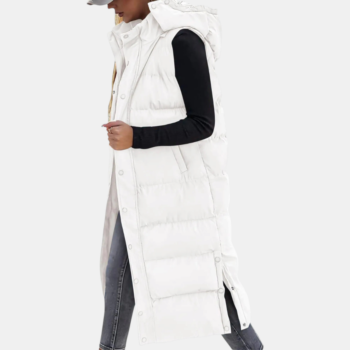 Women's Quilted Puffer Vest – Long Hooded Sleeveless Maxi Jacket
