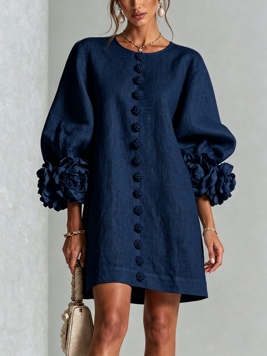 Petra | Floral-Detail Button Mini Dress