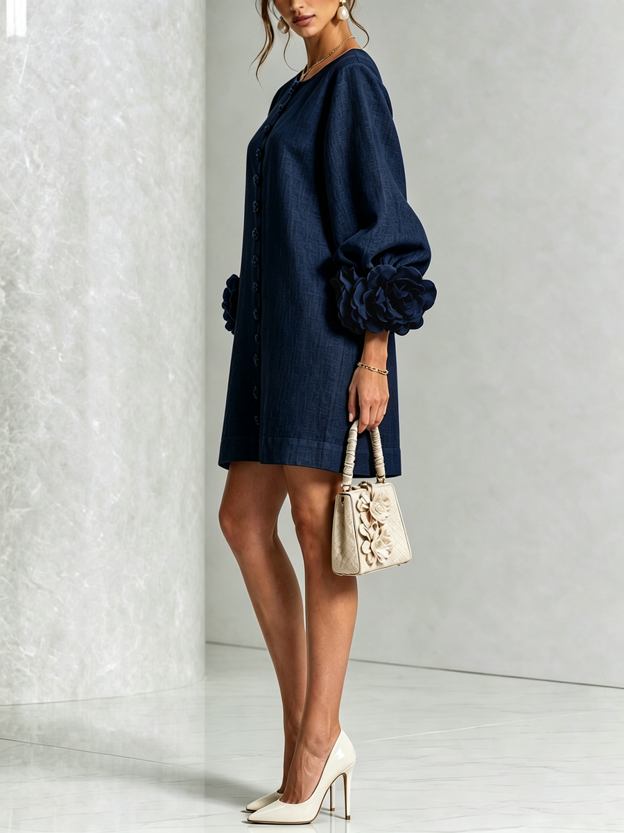 Petra | Floral-Detail Button Mini Dress