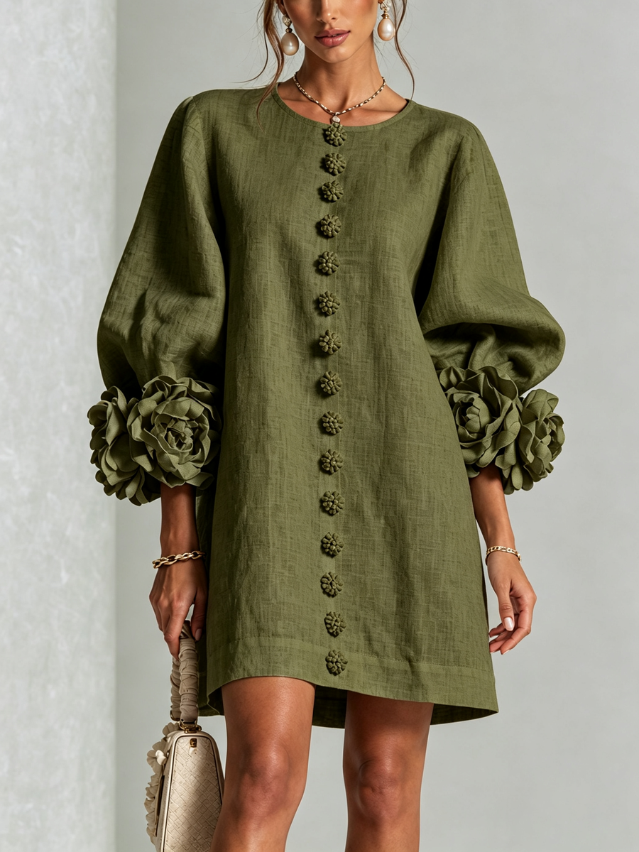 Bettina | Blossom-Cuff Button Mini Dress