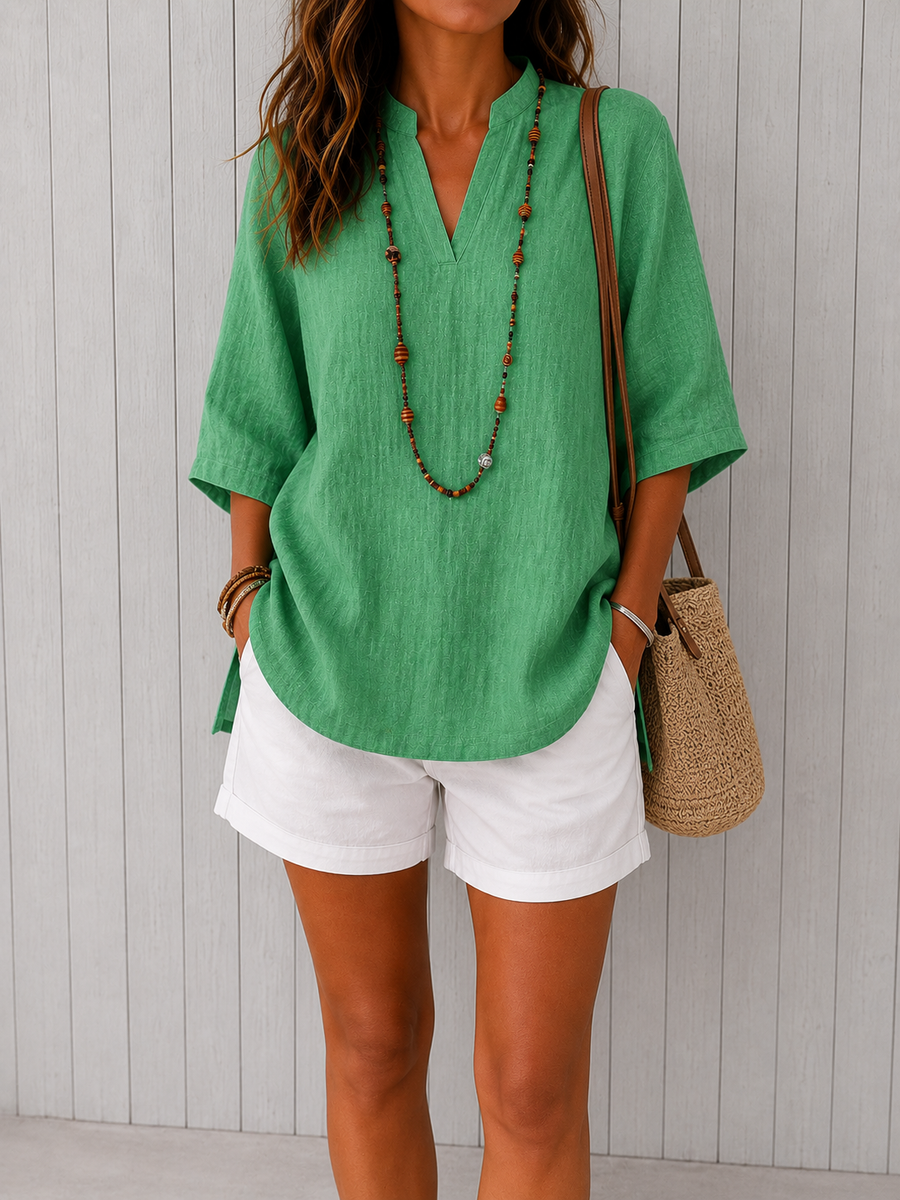 Relaxed V-Neck Blouse – Elegant & Easy Fit