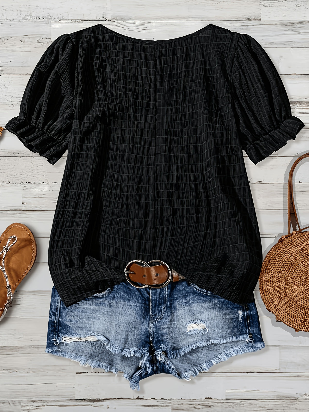 Claire™ | Textured Puff Sleeve Blouse for Effortless Feminine Elegance
