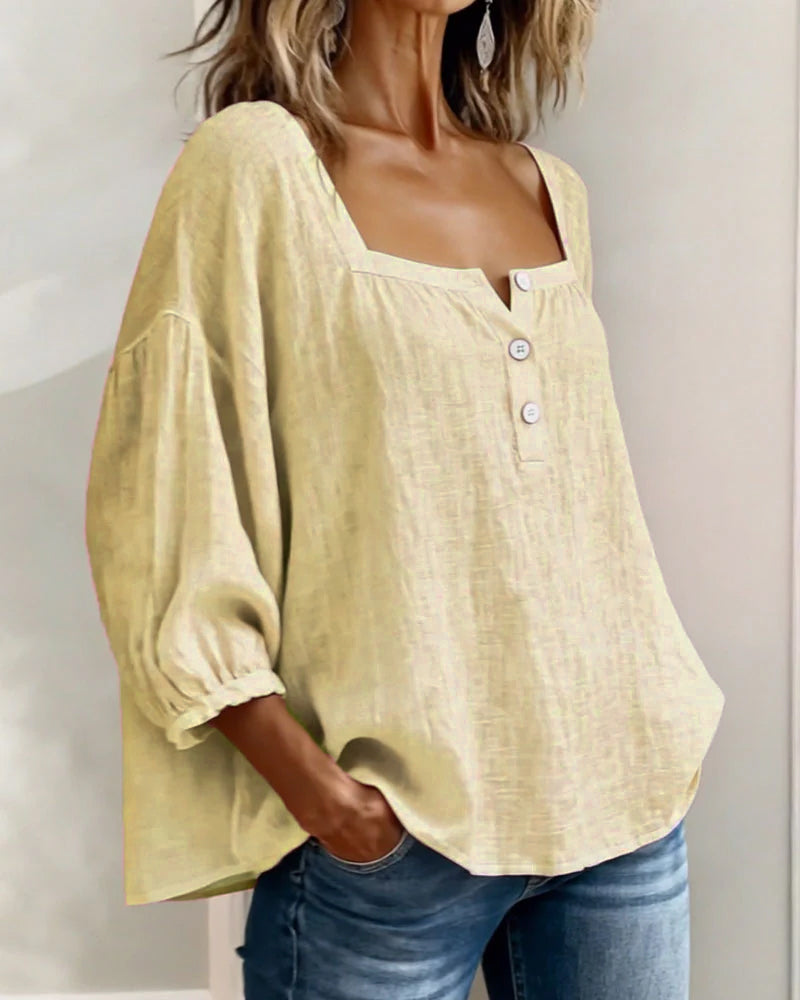 Hazel | Square Neck Puff Sleeve Blouse