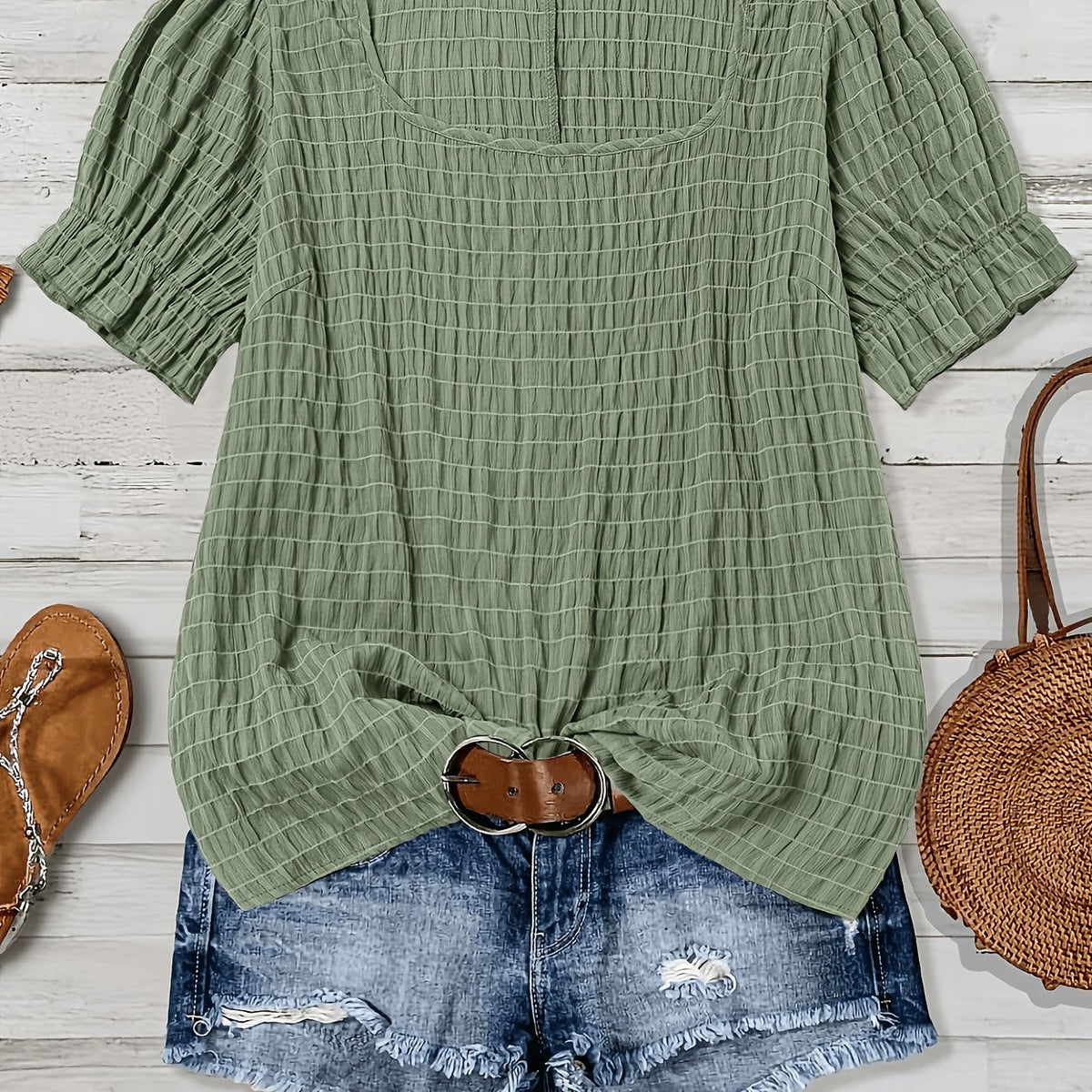 Claire™ | Textured Puff Sleeve Blouse for Effortless Feminine Elegance