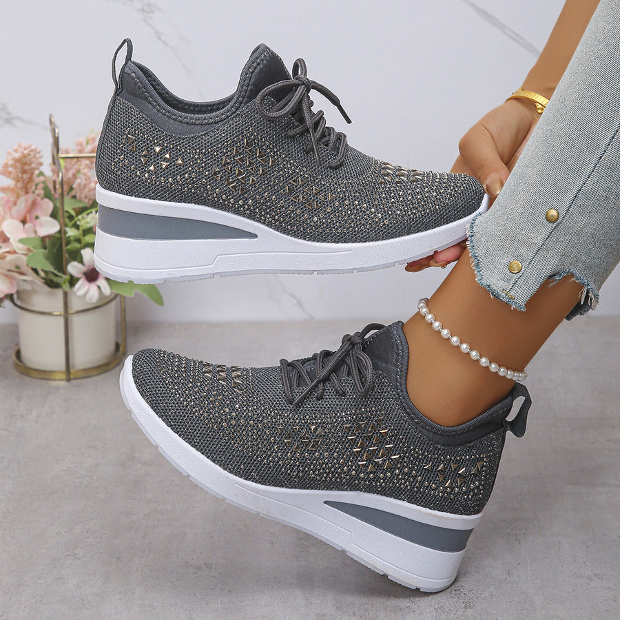 Celestine™ | Rhinestone Wedge Sneakers for Stylish All-Day Comfort