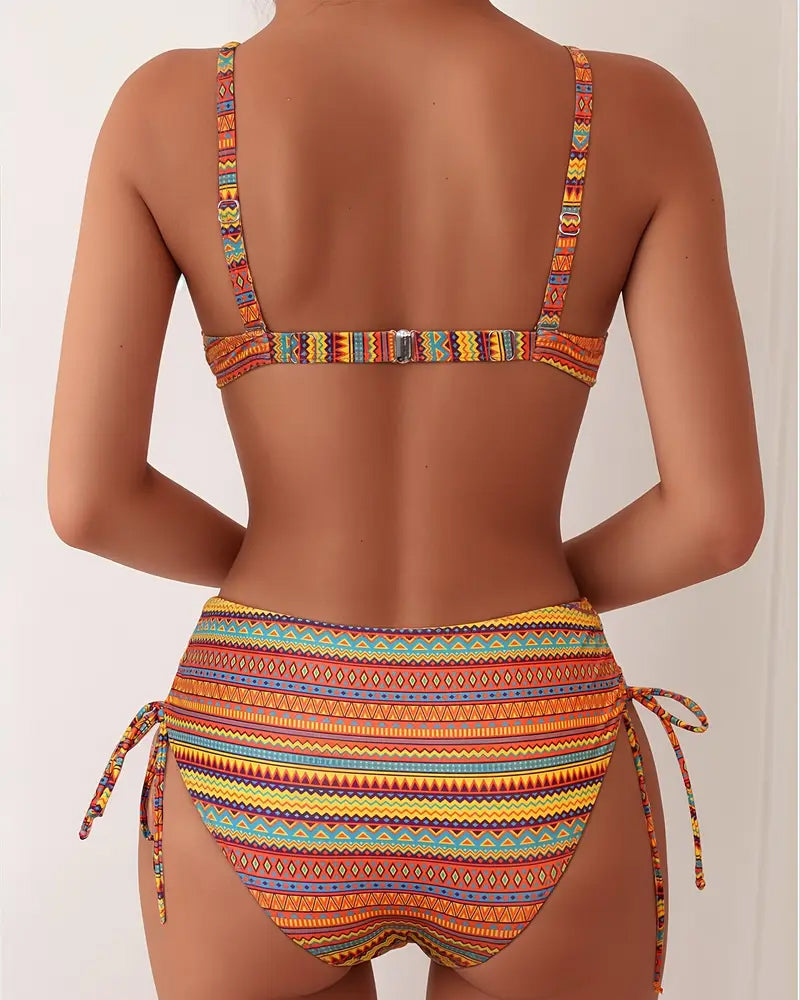 Rose | Two Piece Bikini with Striped Print