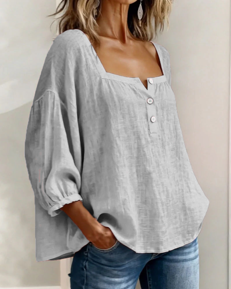 Hazel | Square Neck Puff Sleeve Blouse