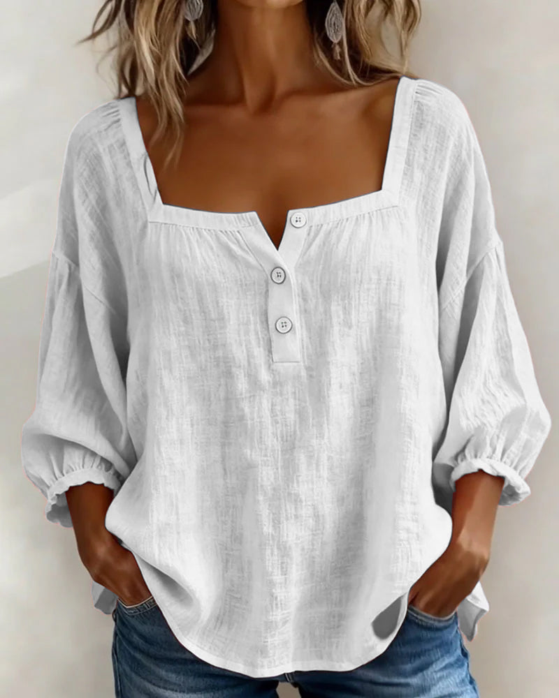 Hazel | Square Neck Puff Sleeve Blouse