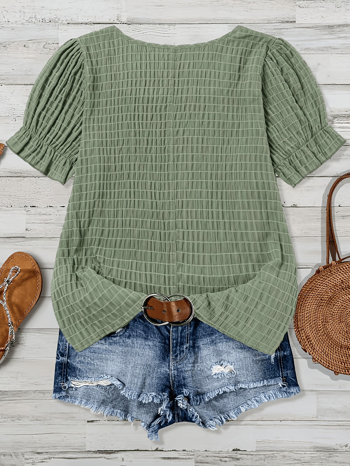 Claire™ | Textured Puff Sleeve Blouse for Effortless Feminine Elegance