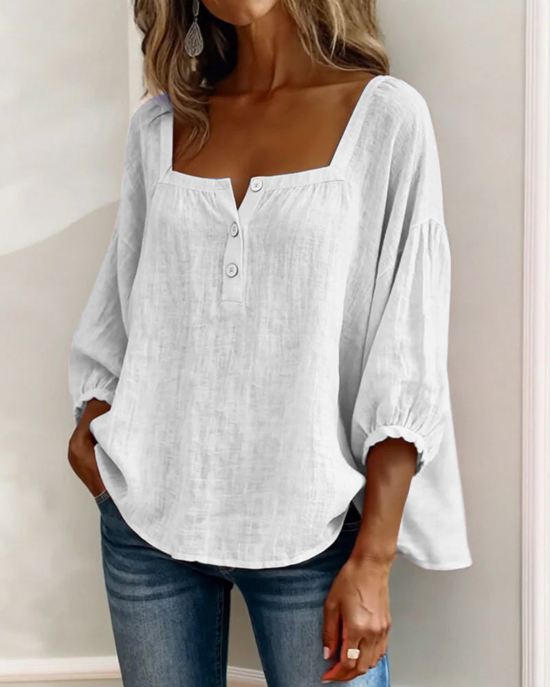 Hazel | Square Neck Puff Sleeve Blouse