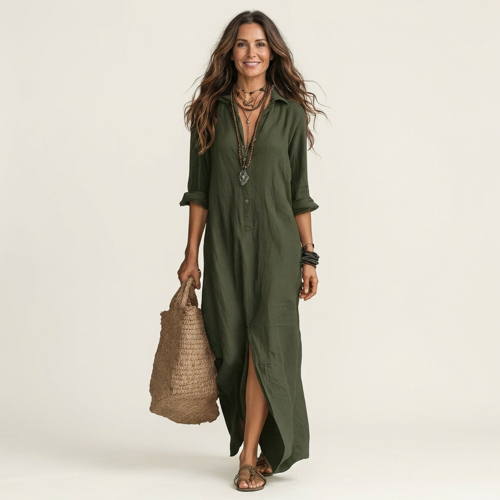 Azelle | Lightweight Maxi Shirt Dress