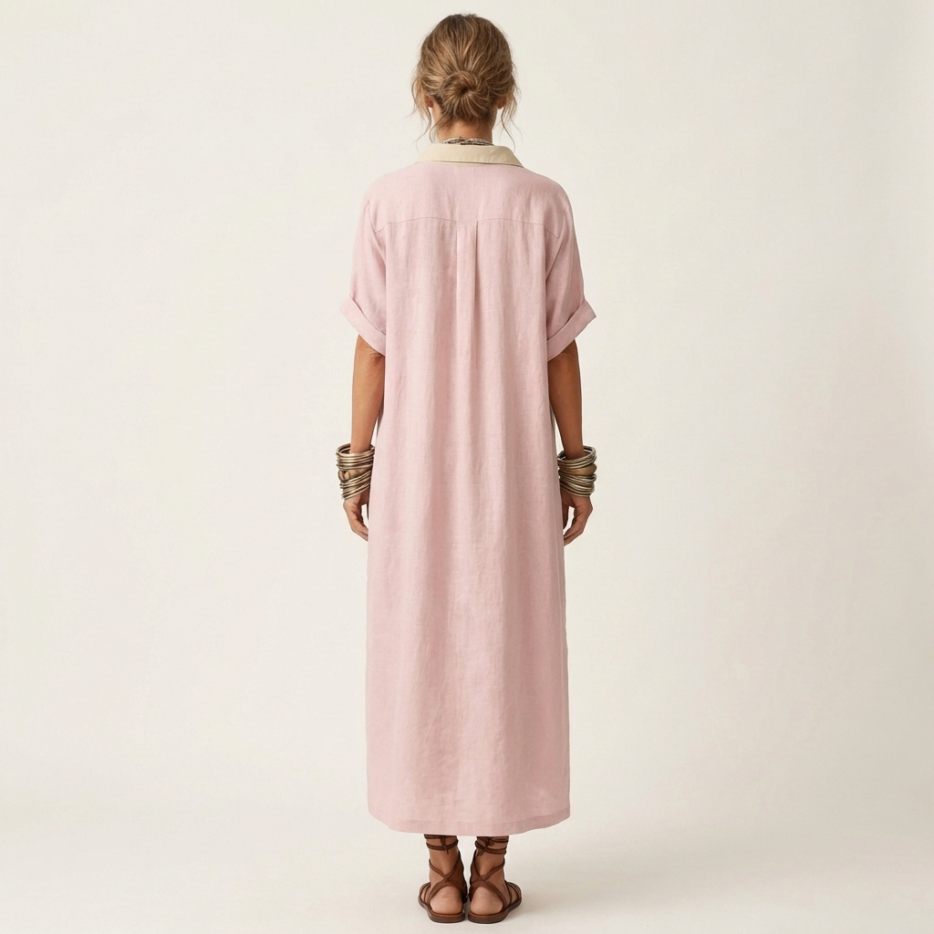Kamira | Contrast-Collar Maxi Dress