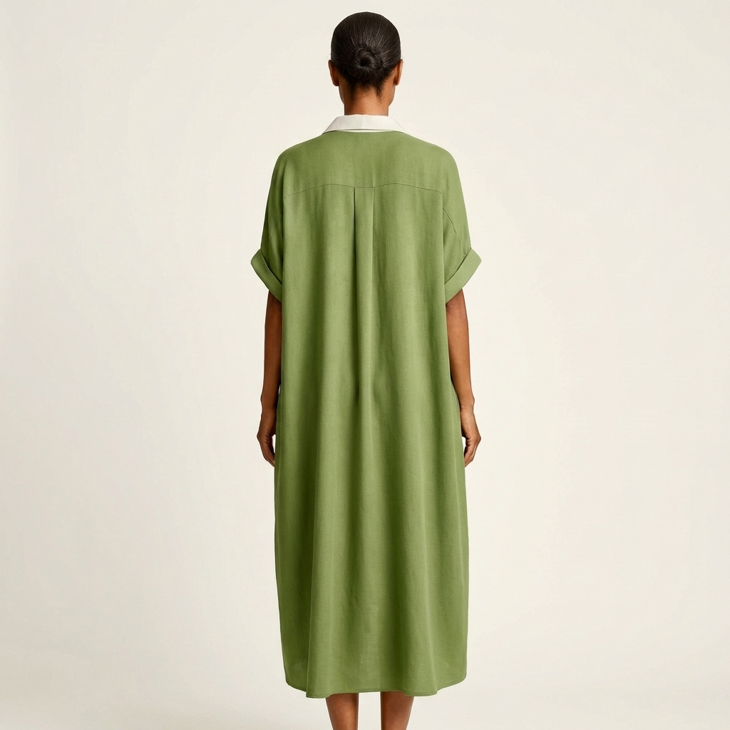 Kamira | Contrast-Collar Maxi Dress