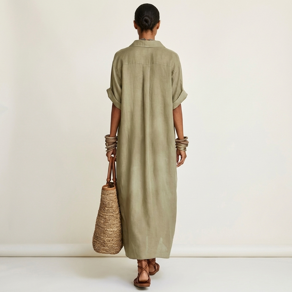 Kamira | Contrast-Collar Maxi Dress