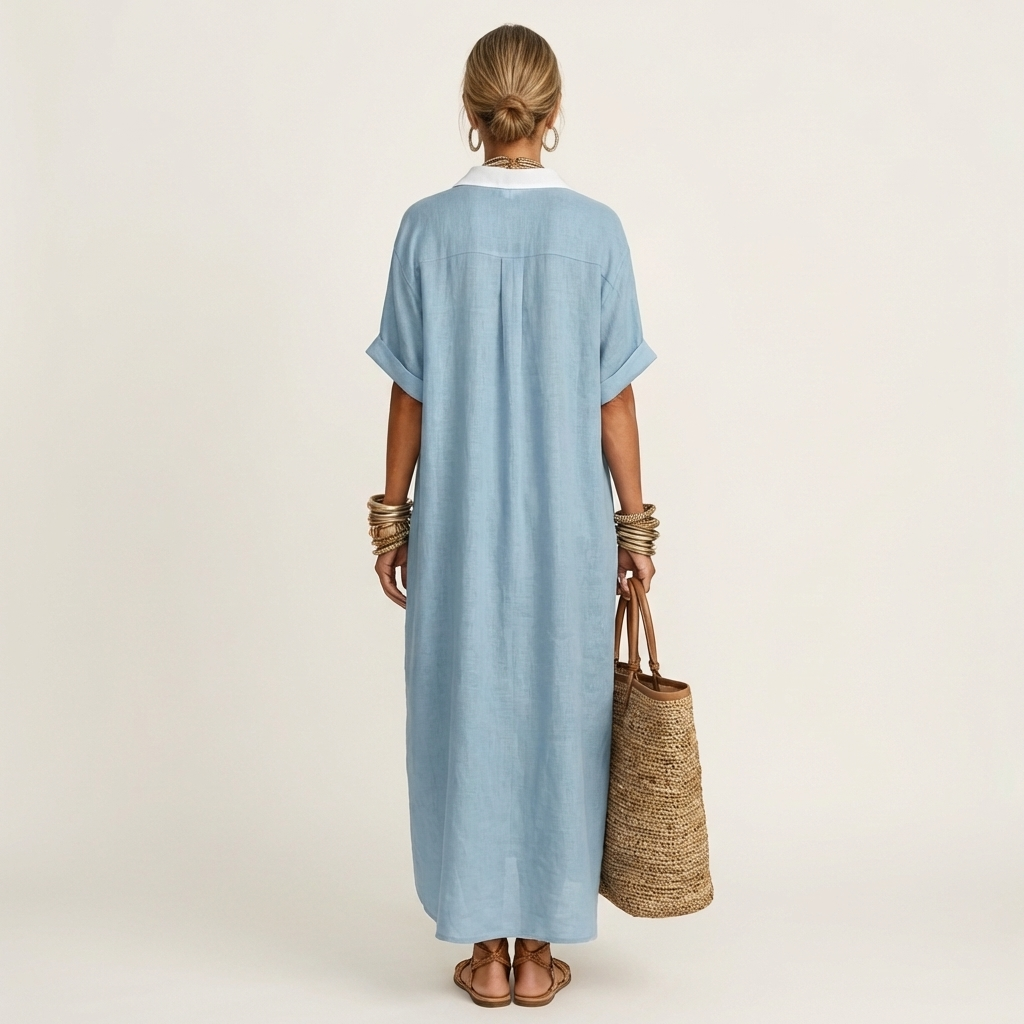 Kamira | Contrast-Collar Maxi Dress