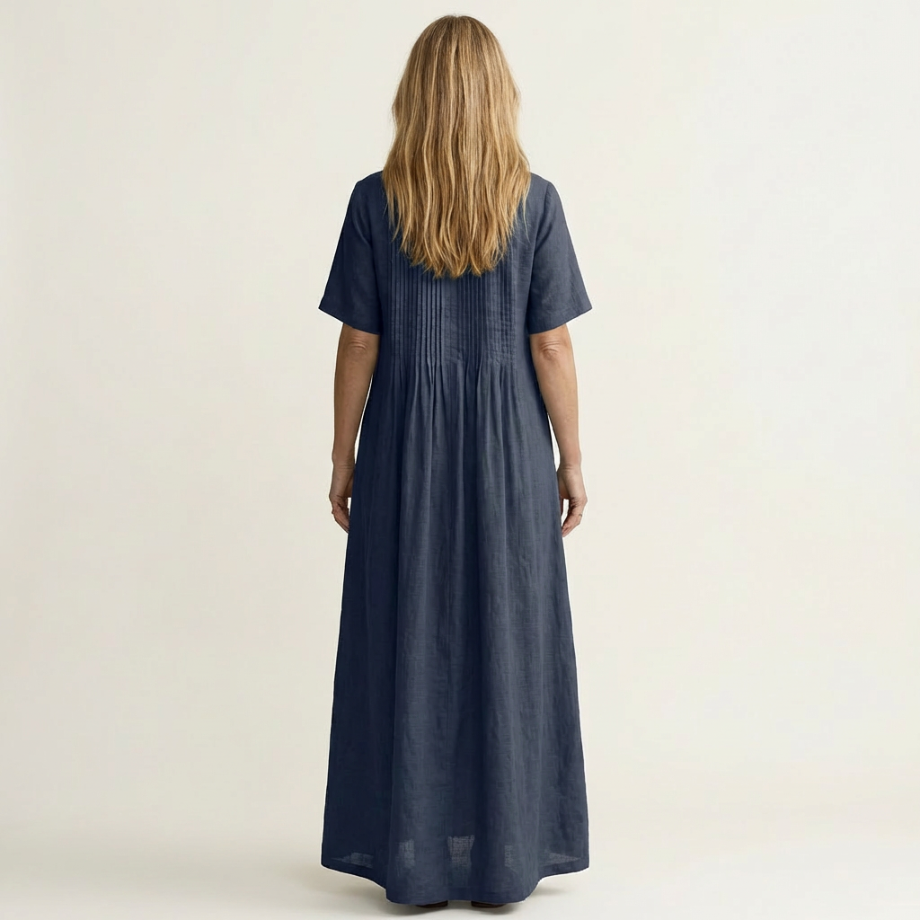 Calea | Pintuck V-Neck Cotton-Linen Maxi Dress