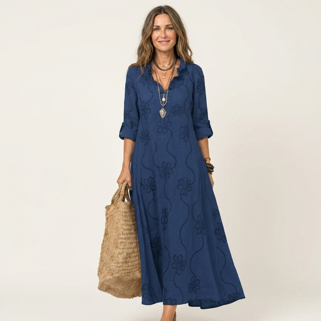 Mariam | Lightweight Maxi Dress With Floral Embroidery