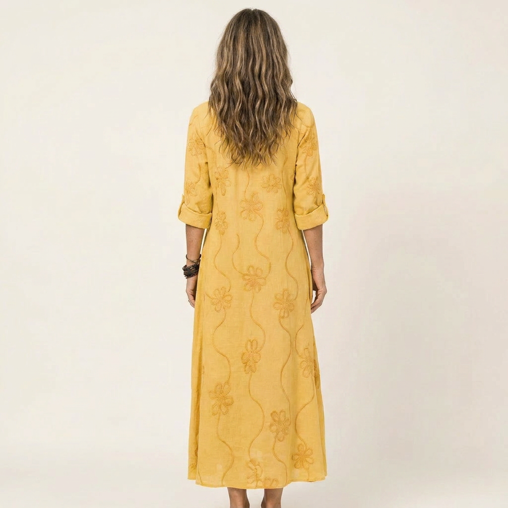 Mariam | Lightweight Maxi Dress With Floral Embroidery