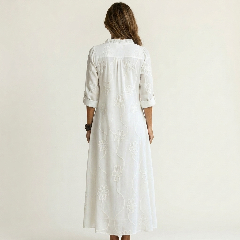 Mariam | Lightweight Maxi Dress With Floral Embroidery
