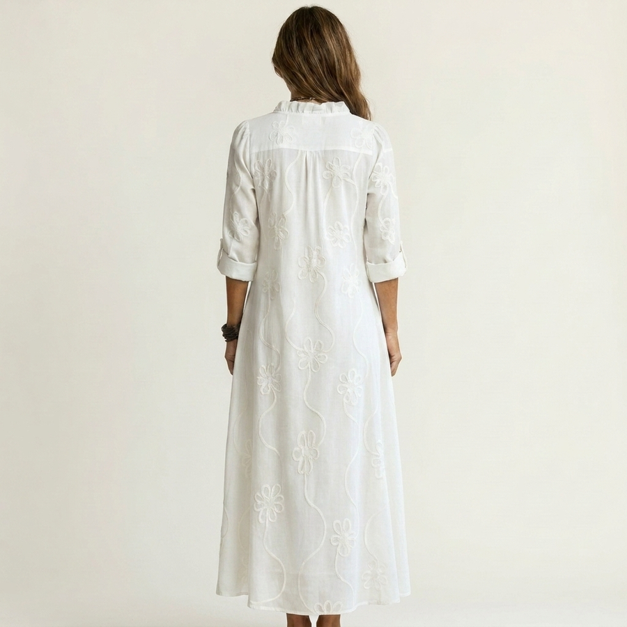 Mariam | Lightweight Maxi Dress With Floral Embroidery