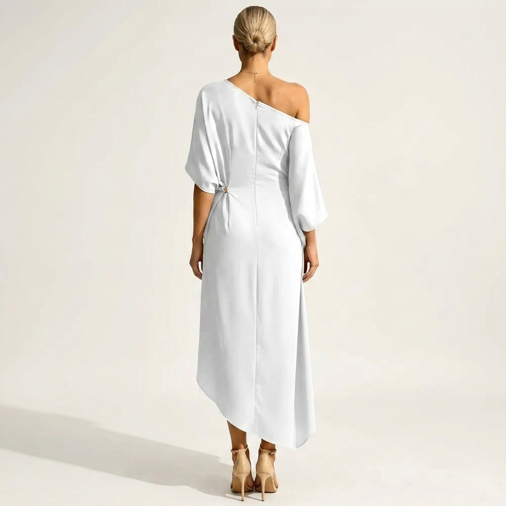 Orlean | Asymmetric Draped One-Shoulder Dress