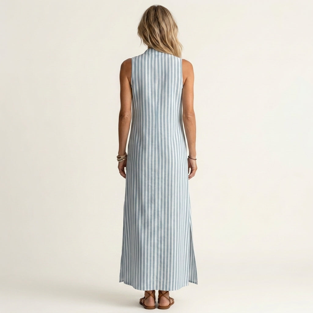 Jessy | Vertical Stripe Cotton Maxi Dress