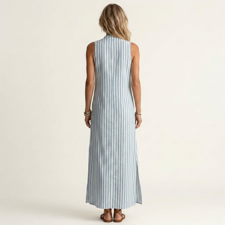 Jessy | Vertical Stripe Cotton Maxi Dress