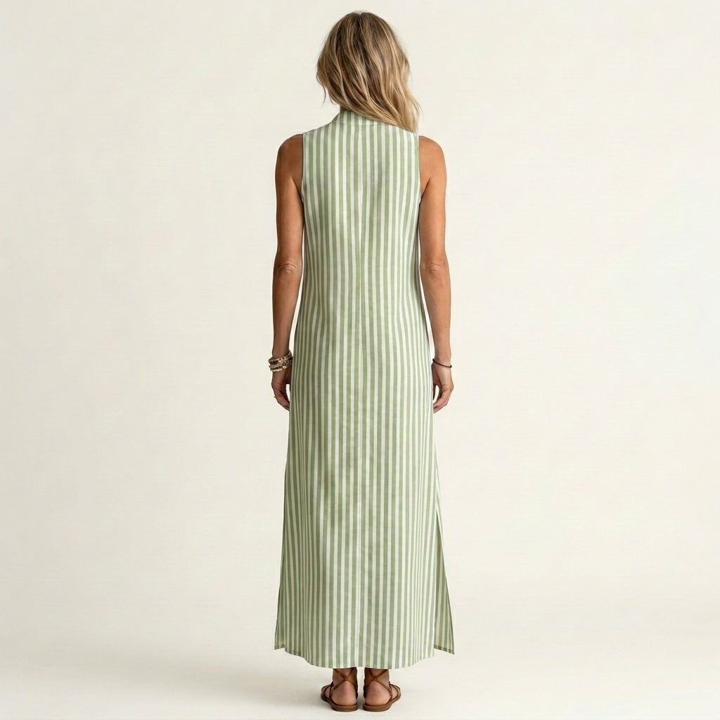 Jessy | Vertical Stripe Cotton Maxi Dress