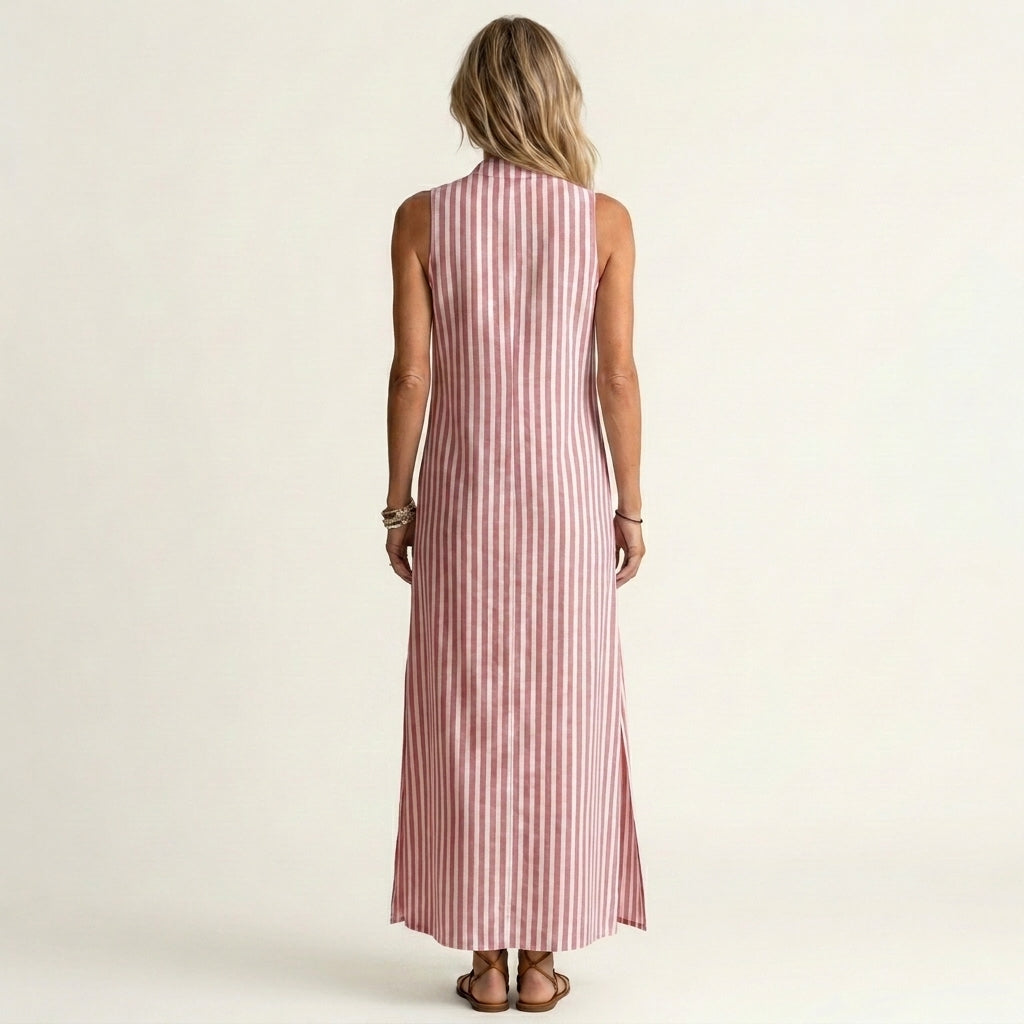 Jessy | Vertical Stripe Cotton Maxi Dress