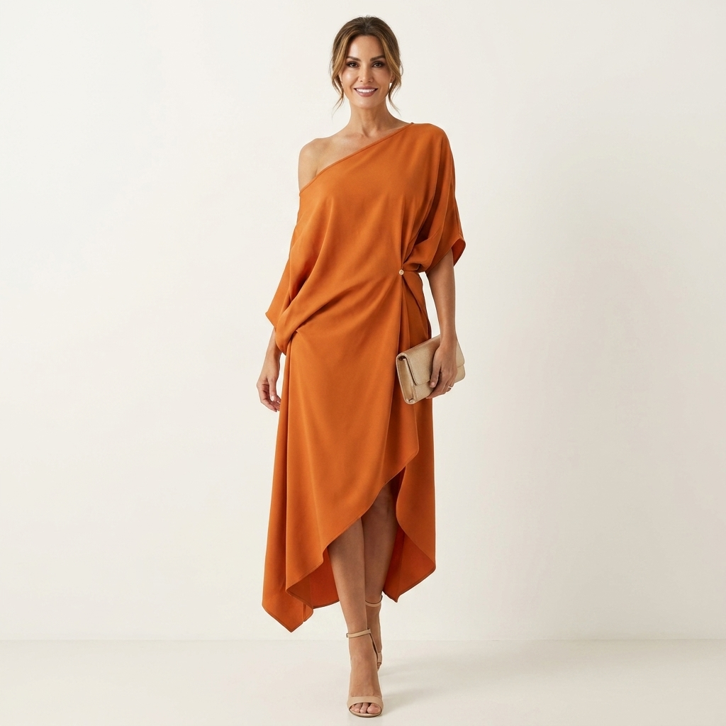 Orlean | Asymmetric Draped One-Shoulder Dress