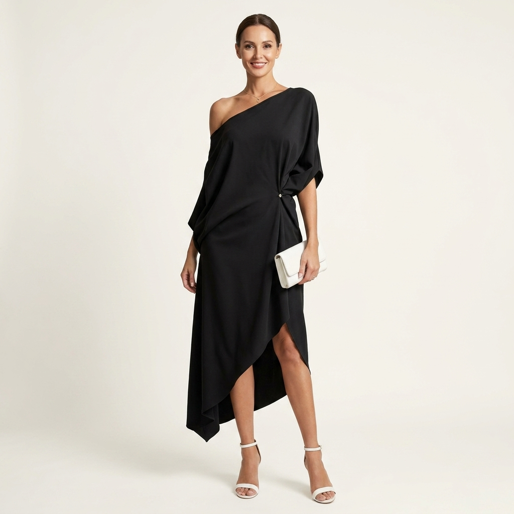 Orlean | Asymmetric Draped One-Shoulder Dress