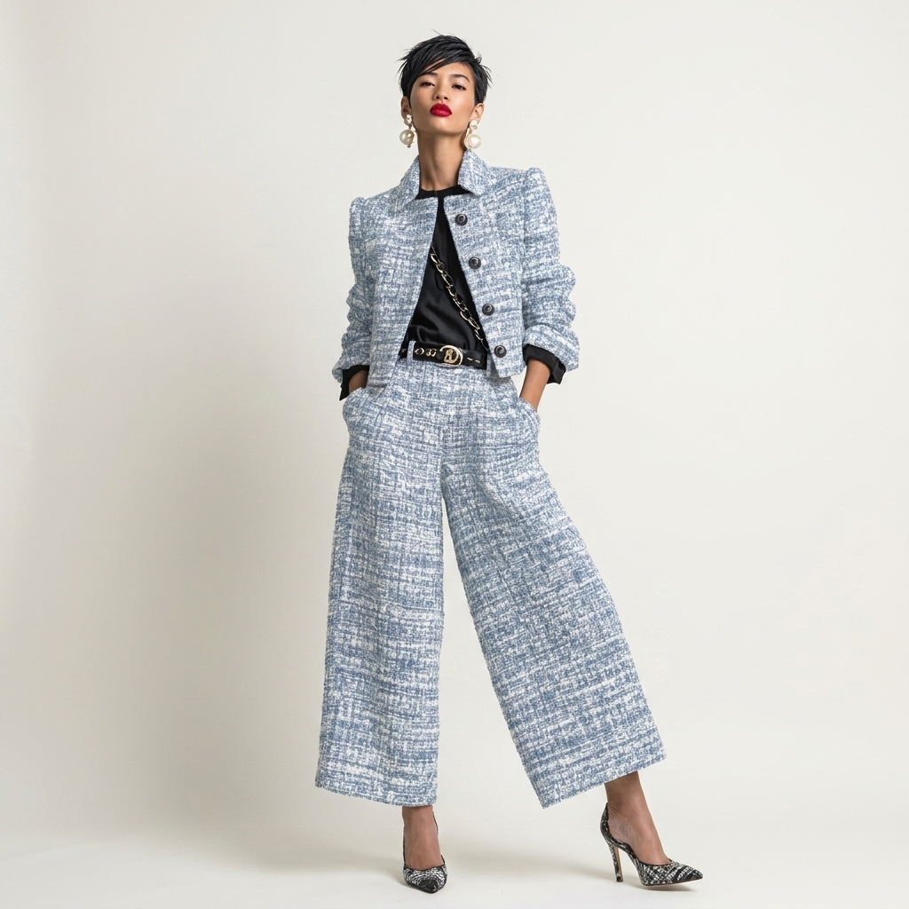 Isadora | Tweed Cropped Jacket & Wide-Leg Pants Two-Piece Set