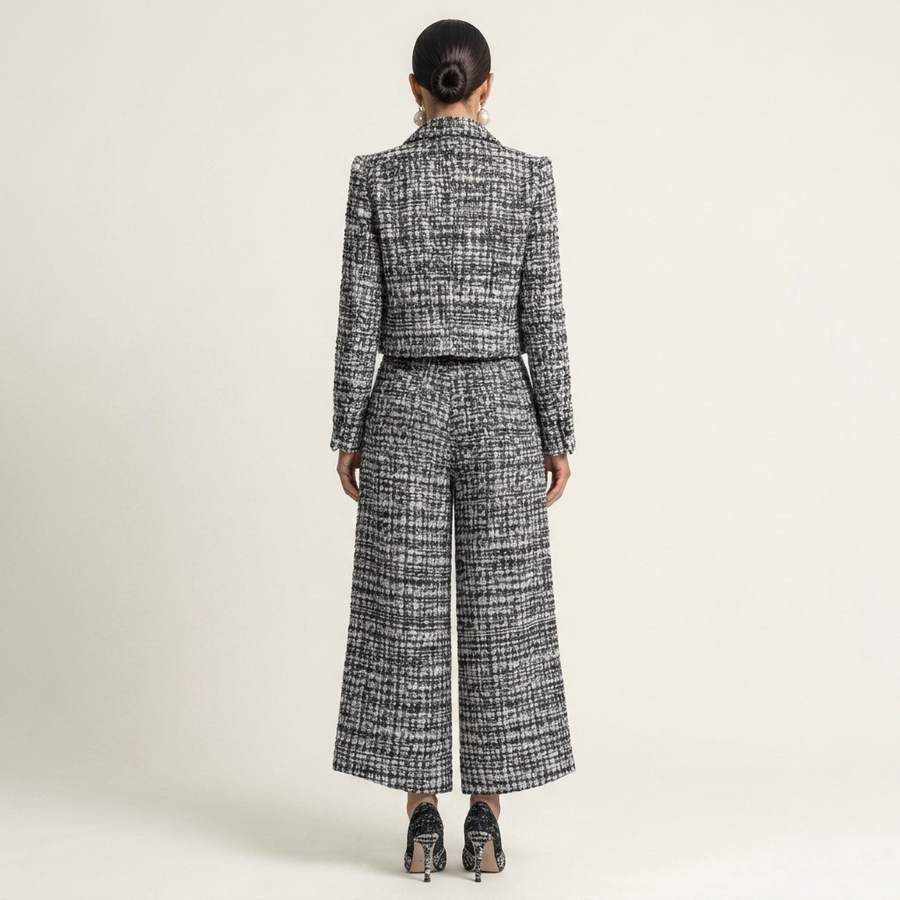 Isadora | Tweed Cropped Jacket & Wide-Leg Pants Two-Piece Set