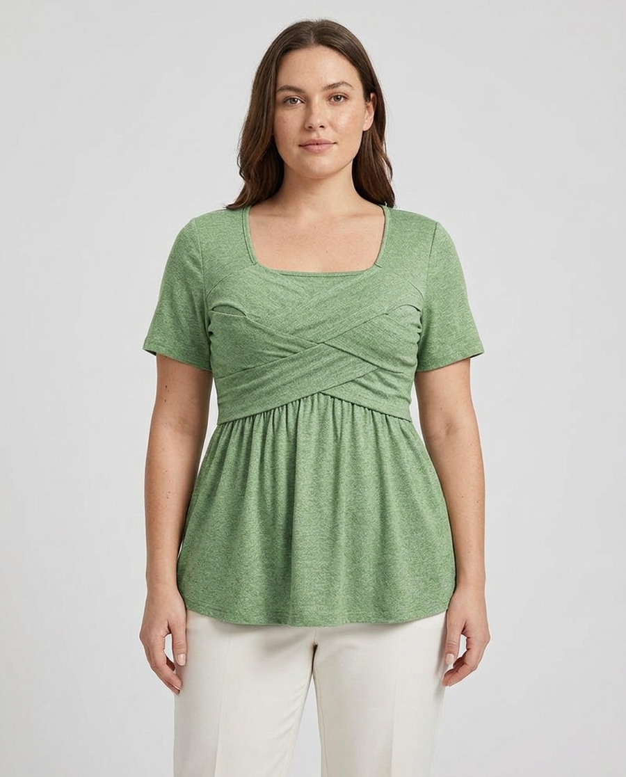 Linda™ - Twist Front Peplum Top